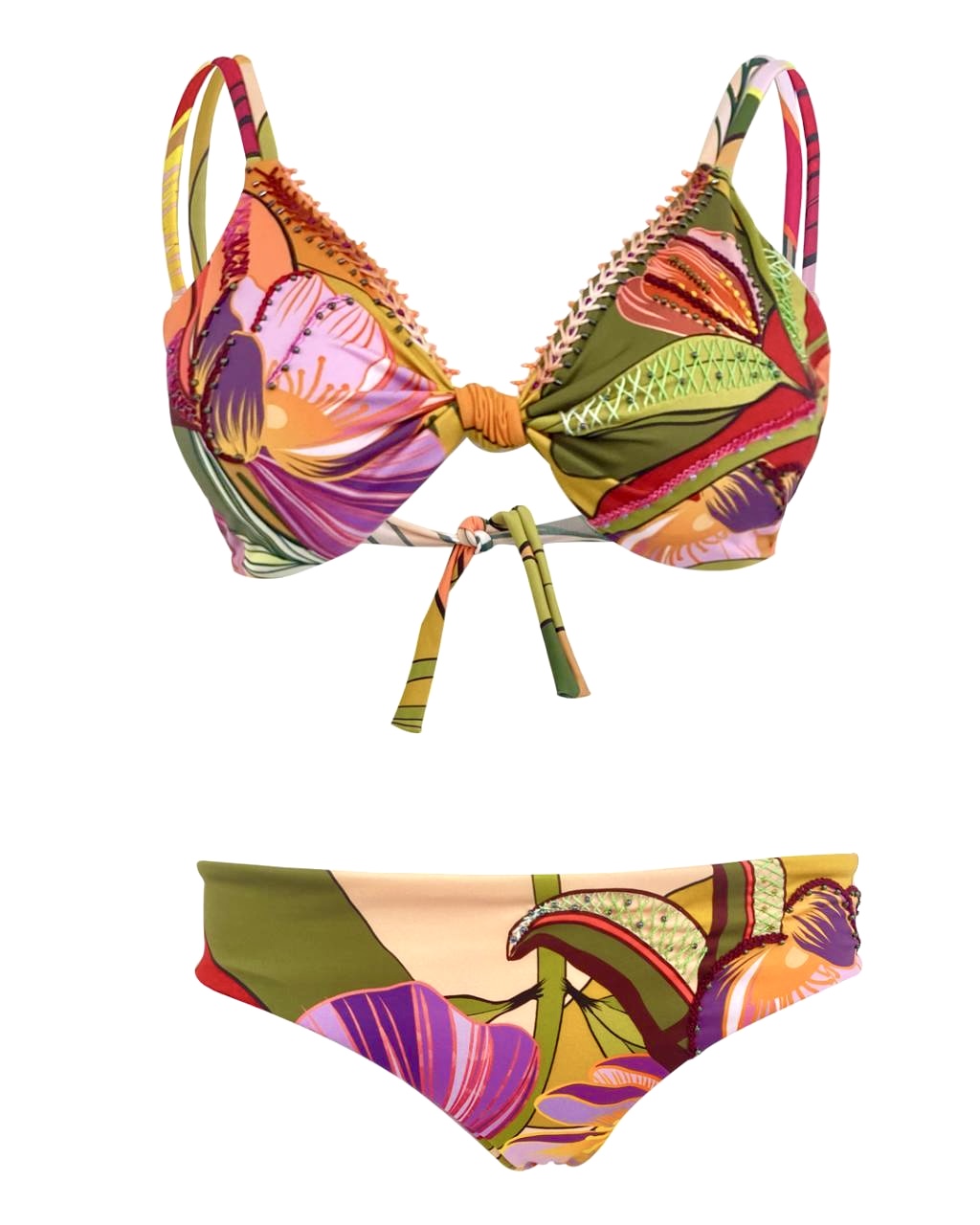 Bikini Top Nudo Panty Aplique Camelia Verde – foto 3